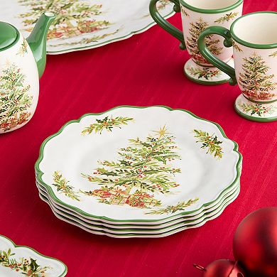 Certified International Holly Tree 4 pc. Dinner Plate Set