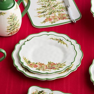 Certified International Holly Tree 4 pc. Melamine Salad Plate Set