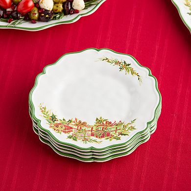 Certified International Holly Tree 4 pc. Melamine Salad Plate Set