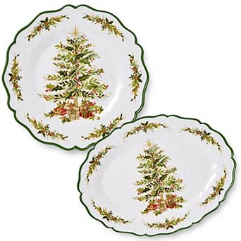 Certified International Holly Tree Melamine 2 pc Platter Set