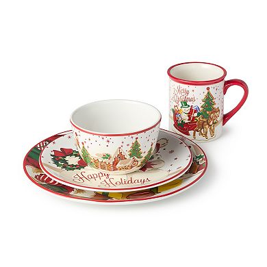 Certified International Santa's Retro Christmas 16 pc. Dinner Set
