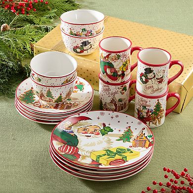 Certified International Santa's Retro Christmas 16 pc. Dinner Set