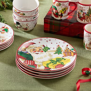 Certified International Santa's Retro Christmas 4-pc. Dinner Plate Set