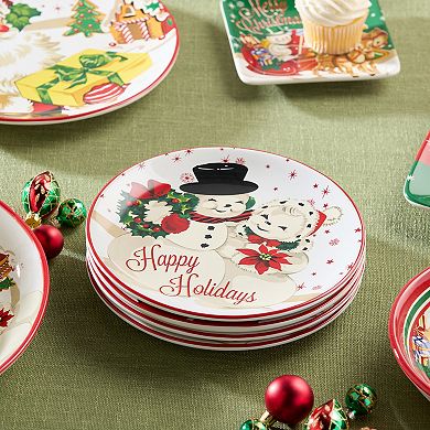 Certified International Santa's Retro Christmas 4 pc. Dessert Plate Set