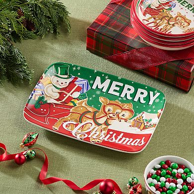 Certified International Retro Christmas Rectangular Platter