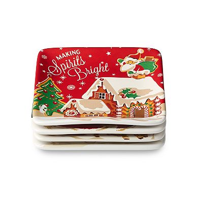 Certified International Santa's Retro Christmas 4 pc. Canape Plate Set