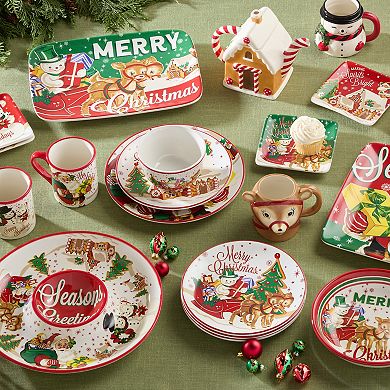 Certified International Santa's Retro Christmas 4 pc. Canape Plate Set