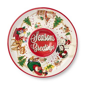 Certified International Retro Christmas Chip & Dip Serving Bowl