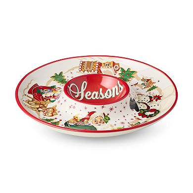 Certified International Retro Christmas Chip & Dip Serving Bowl
