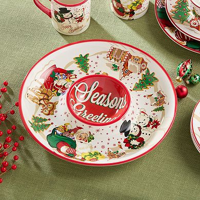 Certified International Retro Christmas Chip & Dip Serving Bowl