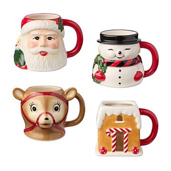Certified International Santa's Retro Christmas 4 pc Mug Set