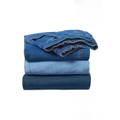 Woman Within Plus Size Straight-Leg Stretch Knit Denim Five-Pocket Jeans