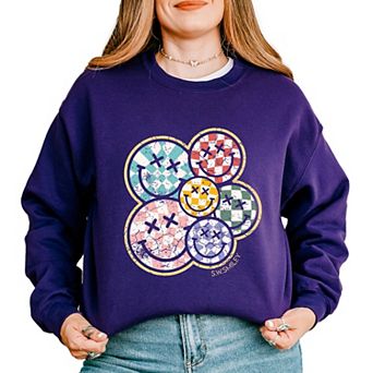 S.W.Smiley Rainbow Checkered - Womens Sweatshirt