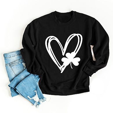 Simply Sage Market Hand Drawn Heart With Shamrock Sweatshirt