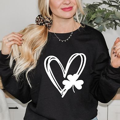 Simply Sage Market Hand Drawn Heart With Shamrock Sweatshirt