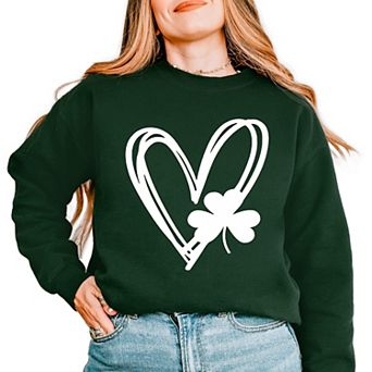Simply Sage Market Hand Drawn Heart With Shamrock Sweatshirt