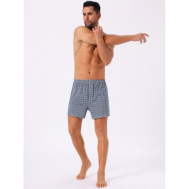 4 Pieces Men's Classic Elastic Waistband Plaid Pattern Boxer Shorts Set