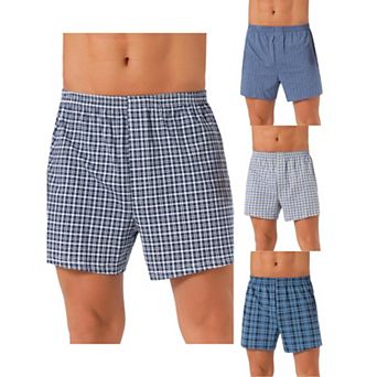 4 pc Men's Classic Elastic Waistband Plaid Pattern Boxer Shorts Set