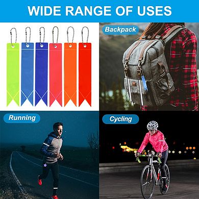 Safety Reflector, 8 Pack Reflector Tag Pendant Reflective Safety Keychain Gear for Backpack Cycling