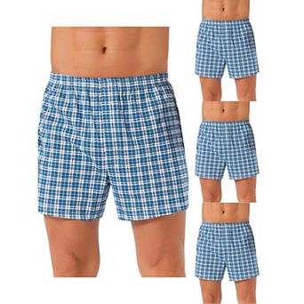 4 pc Men's Casual Elastic Waistband Plaid Pattern Boxer Shorts Set