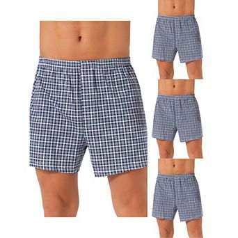 4 pc Men's Casual Elastic Waistband Plaid Pattern Boxer Shorts Set