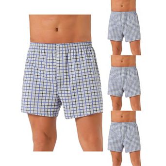4 pc Men's Casual Elastic Waistband Plaid Pattern Boxer Shorts Set