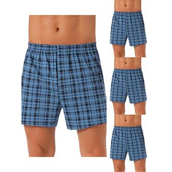 4 pc Men's Casual Elastic Waistband Plaid Pattern Boxer Shorts Set