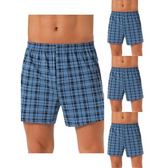4 pc Men's Casual Elastic Waistband Plaid Pattern Boxer Shorts Set