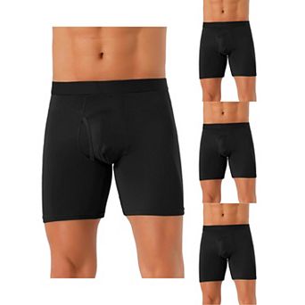4 pc Men's Lightweight Solid Color Soft Stretch Open-fly Basic Boxer Briefs Set