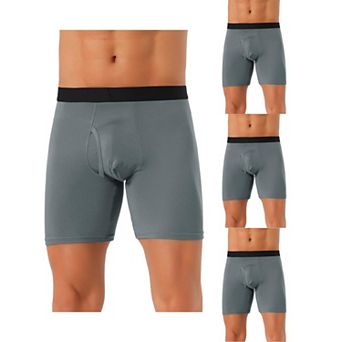 4 pc Men's Lightweight Solid Color Soft Stretch Open-fly Basic Boxer Briefs Set