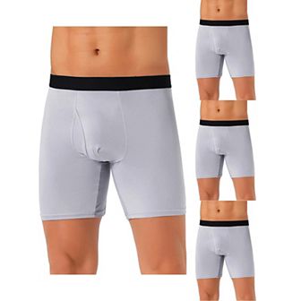 4 pc Men's Lightweight Solid Color Soft Stretch Open-fly Basic Boxer Briefs Set
