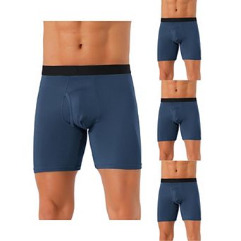 4 pc Men's Lightweight Solid Color Soft Stretch Open-fly Basic Boxer Briefs Set