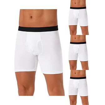 4 pc Men's Lightweight Solid Color Soft Stretch Open-fly Basic Boxer Briefs Set