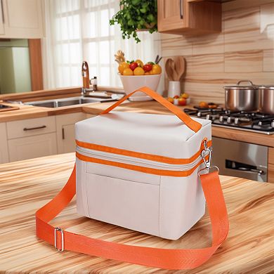 Reusable Lunch Bag, Leakproof Freezable Lunch Cooler Bag w Adjustable Shoulder Strap 8.3*5.1*7.1in