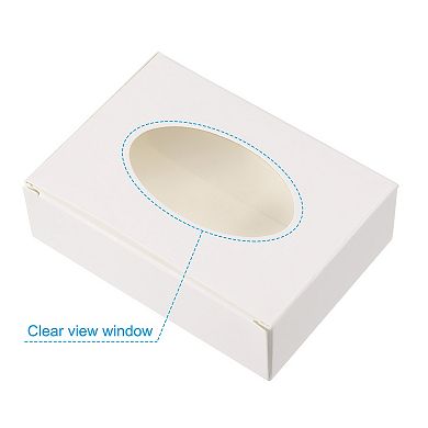 4"x3"x1" Paper Soap Box with Window, 30 Pack Homemade Soap Boxes Oval Presents Packaging Boxes