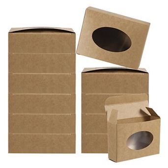 4"x3"x1" Paper Soap Box with Window, 30 Pack Homemade Soap Boxes Oval Presents Packaging Boxes