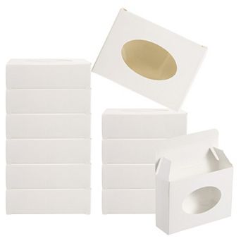 4"x3"x1" Paper Soap Box with Window, 30 Pack Homemade Soap Boxes Oval Presents Packaging Boxes
