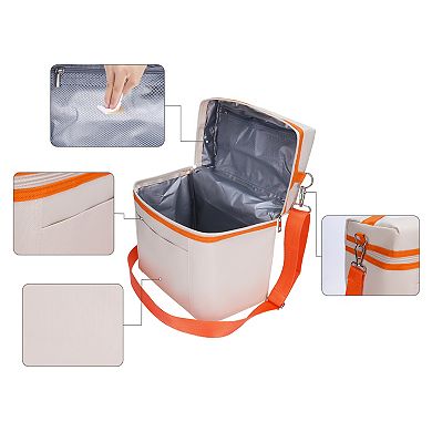 Reusable Lunch Bag, Leakproof Freezable Lunch Cooler Bag w Adjustable Shoulder Strap 9.4*5.5*9.1in