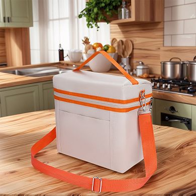 Reusable Lunch Bag, Leakproof Freezable Lunch Cooler Bag w Adjustable Shoulder Strap 9.4*5.5*9.1in