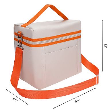 Reusable Lunch Bag, Leakproof Freezable Lunch Cooler Bag w Adjustable Shoulder Strap 9.4*5.5*9.1in