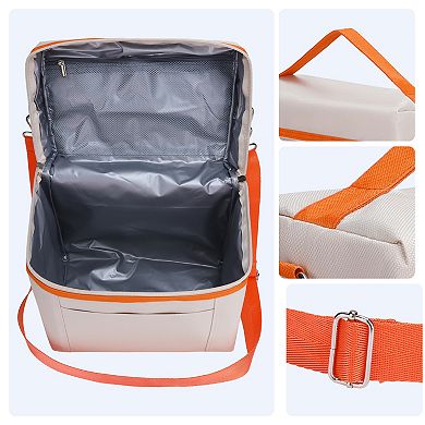 Reusable Lunch Bag, Leakproof Freezable Lunch Cooler Bag w Adjustable Shoulder Strap 9.4*5.5*9.1in