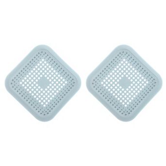 2 pc Shower Drain Hair Catcher Square Drain Cover with Anti-slip Point Silicone Hair Stopper