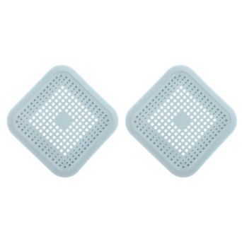 2 pc Shower Drain Hair Catcher Square Drain Cover with Anti-slip Point Silicone Hair Stopper