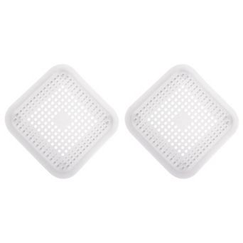 2 pc Shower Drain Hair Catcher Square Drain Cover with Anti-slip Point Silicone Hair Stopper