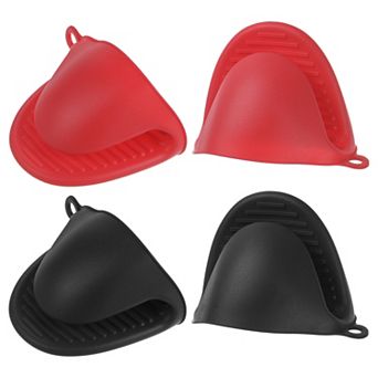 4 pc Mini Silicone Oven Mitts 110x85x70mm Small Heat Resistant Rubber Air Fryer Gloves for Kitchen