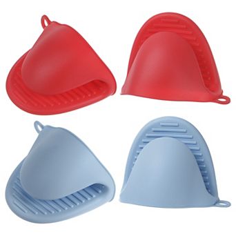 4 pc Mini Silicone Oven Mitts 110x85x70mm Small Heat Resistant Rubber Air Fryer Gloves for Kitchen
