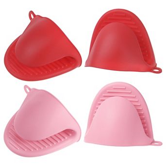 4 pc Mini Silicone Oven Mitts 110x85x70mm Small Heat Resistant Rubber Air Fryer Gloves for Kitchen