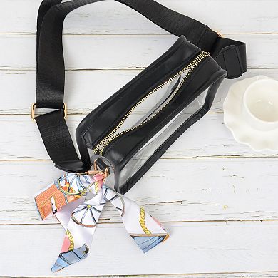 Women's Chic Transparent Crossbody & Messenger Bags with Decorative Scarf