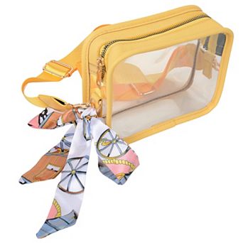 Women's Chic Transparent Crossbody & Messenger Bags with Decorative Scarf