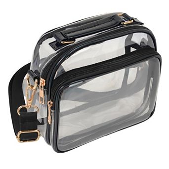 Trendy Clear Transparent Women's Shoulder Bag with Iridescent Trim